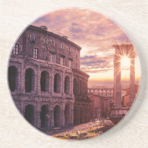 Sunset over Rome Colosseum in Rome Coaster