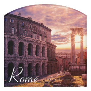 Sunset over Rome Colosseum in Rome Door Sign