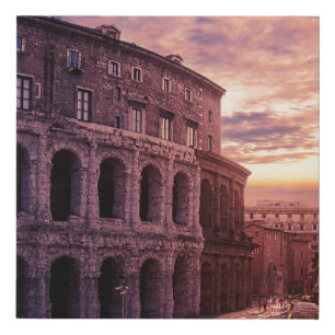 Sunset over Rome Colosseum in Rome Faux Canvas Print