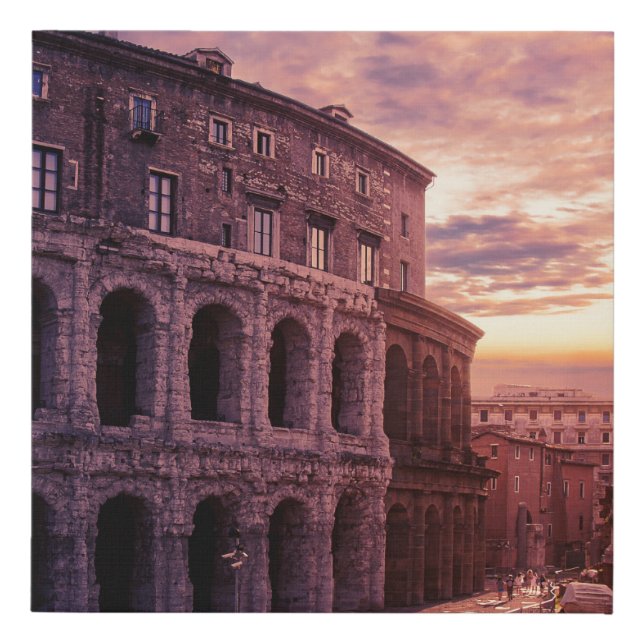 Sunset over Rome Colosseum in Rome Faux Canvas Print (Front)