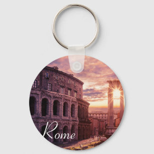 Sunset over Rome Colosseum in Rome Keychain
