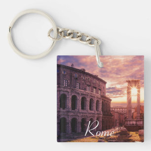 Sunset over Rome Colosseum in Rome Keychain