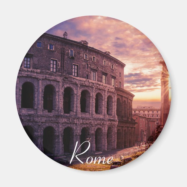 Sunset over Rome Colosseum in Rome Magnet (Front)