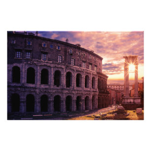 Sunset over Rome Colosseum in Rome Photo Print