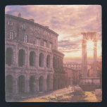 Sunset over Rome Colosseum in Rome Stone Coaster<br><div class="desc">Painting of sunset over Rome Colosseum in Rome,  Italy. Beautiful dramatic sky during sunset with sun rays in Rome.</div>