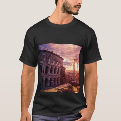 Sunset over Rome Colosseum in Rome T_Shirt