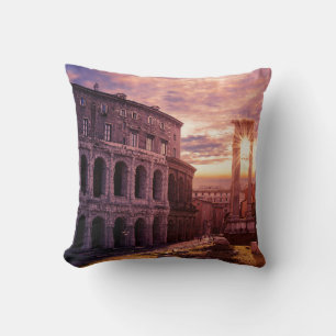 Sunset over Rome Colosseum in Rome Throw Pillow