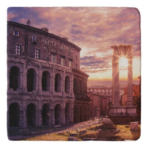 Sunset over Rome Colosseum in Rome Trivet