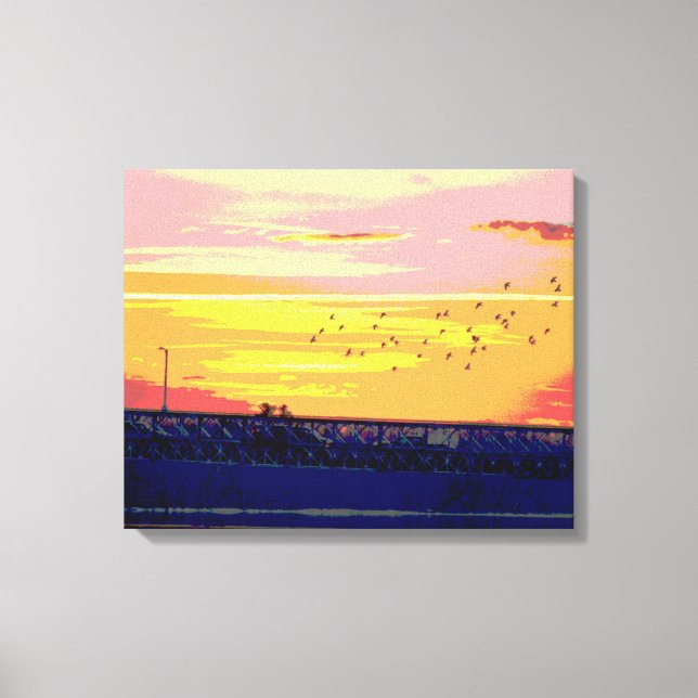 SUNSET OVER ROURKE BRIDGE WRAPPED CANVAS PRINT (Front)