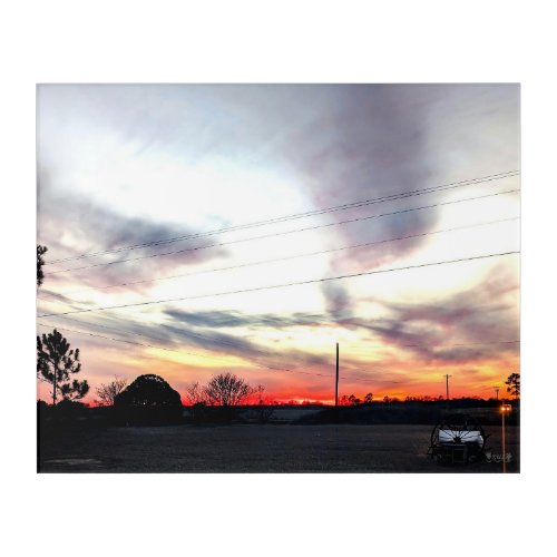 Sunset Over Rural Landscape Acrylic Print