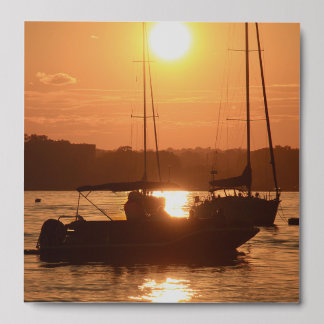 Sunset over Sailboats Peel And Stick Photo Tile