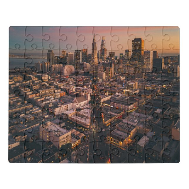 Sunset Over San Francisco Financial District Jigsaw Puzzle (Puzzle Horizontal)