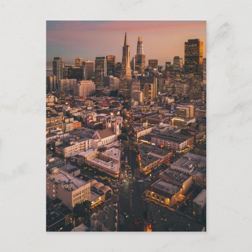 Sunset Over San Francisco Financial District Postcard