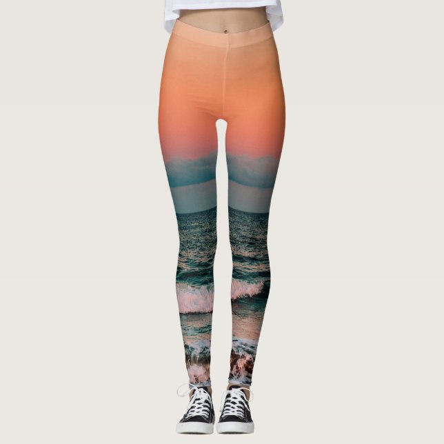 sunset over sea leggings (Front)