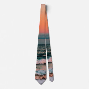 sunset over sea neck tie