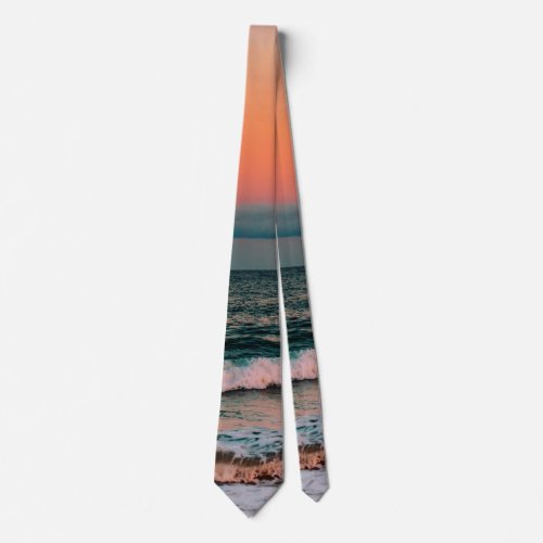 sunset over sea neck tie