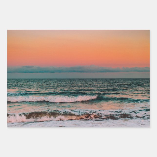 sunset over sea wrapping paper sheets (Front)