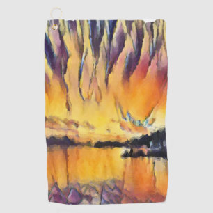 Sunset Over Slatine Croatia Seaside Art Golf Towel