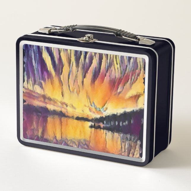 Sunset Over Slatine Croatia Seaside Art Metal Lunch Box (Front)