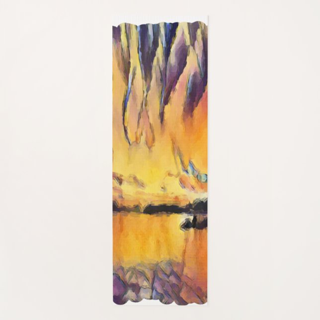 Sunset Over Slatine Croatia Seaside Art Yoga Mat (Front)