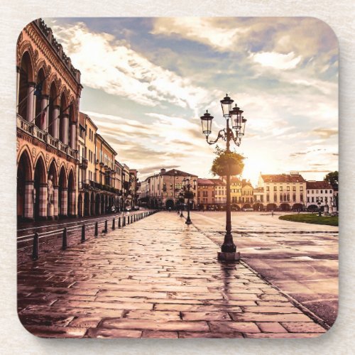 Sunset over square in Padova in Italy Beverage Coaster
