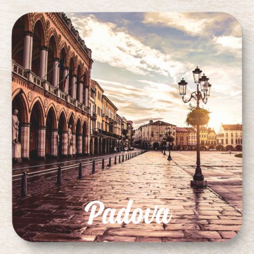 Sunset over square in Padova in Italy Beverage Coaster