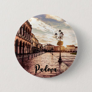 Sunset over square in Padova in Italy Button