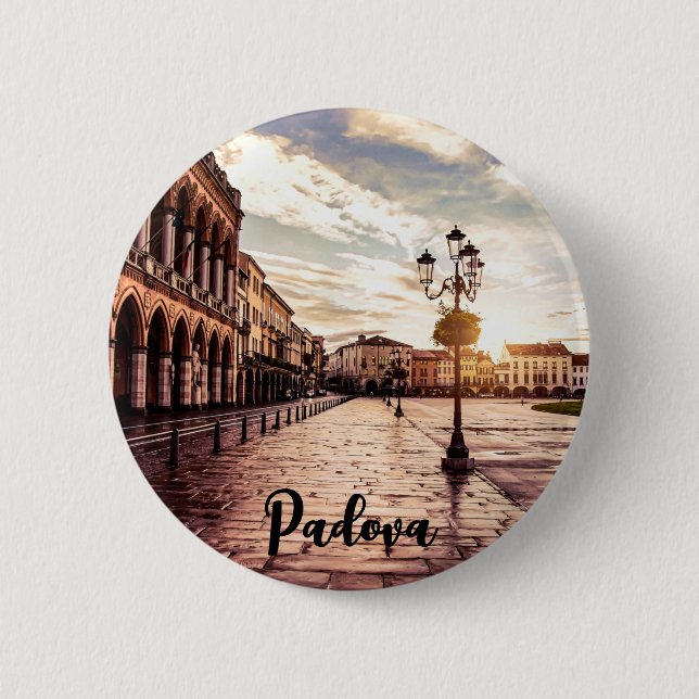 Sunset over square in Padova in Italy Button (Front)