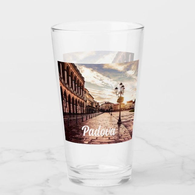 Sunset over square in Padova in Italy Glass (Front)