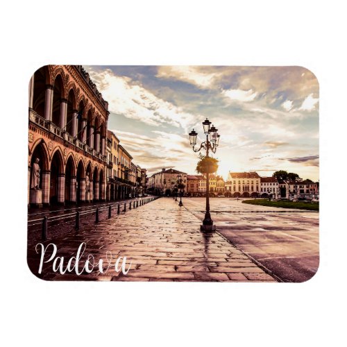 Sunset over square in Padova in Italy Magnet
