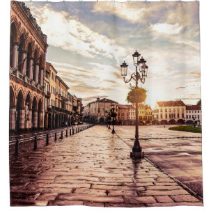 Sunset over square in Padova in Italy Shower Curtain