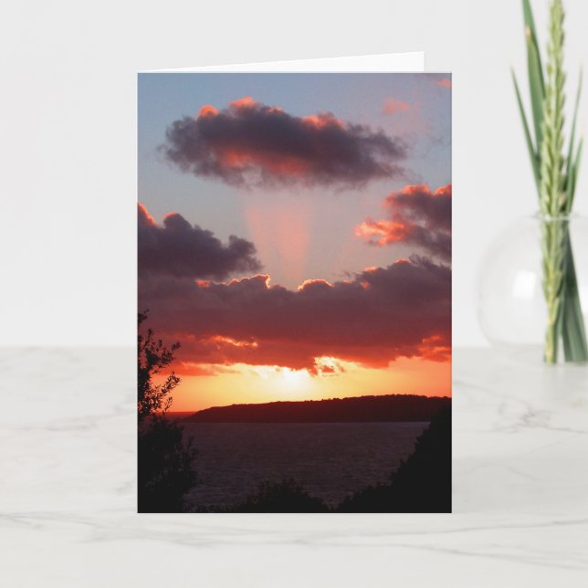 Sunset over St Aubin's Bay in Jersey Holiday Card (Front)