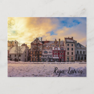 Sunset over street in Riga Postcard