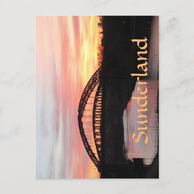 Sunset over Sunderland Wearmouth Bridge Postcard (Front)