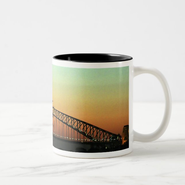 Sunset over Sydney Harbor Bridge, Australia Two-Tone Coffee Mug (Right)