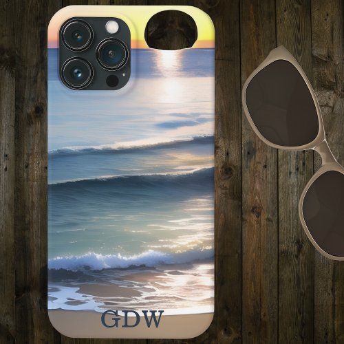 Sunset Over the Beach Monogram  iPhone 13 Pro Max Case