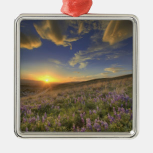 Sunset over the Bitterroot Mountains and vast Metal Ornament