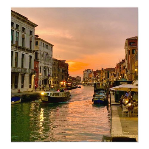 Sunset over the Canal in Venice Italy Photo Print