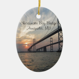 Sunset over the Chesapeake Bay Bridge Ceramic Ornament