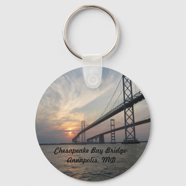 Sunset over the Chesapeake Bay Bridge Keychain (Front)