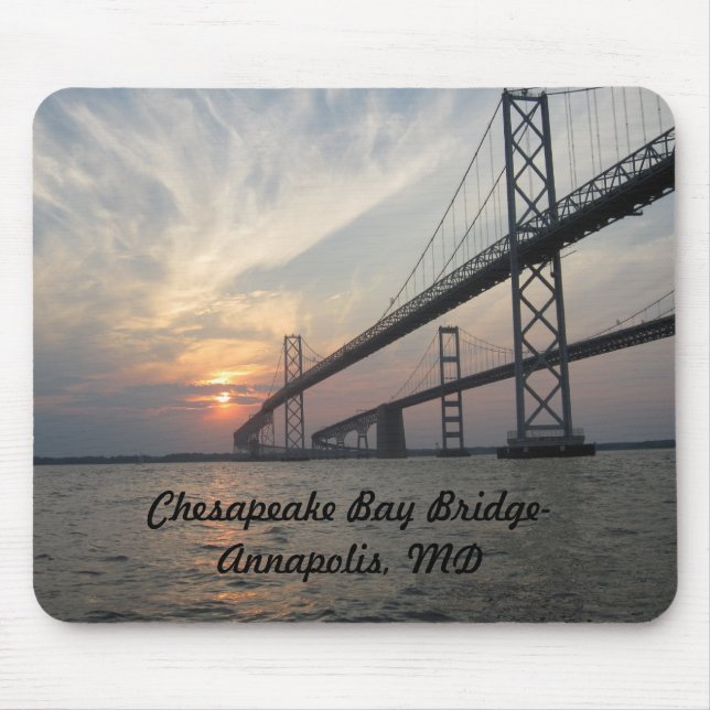 Sunset over the Chesapeake Bay Bridge Mouse Pad (Front)