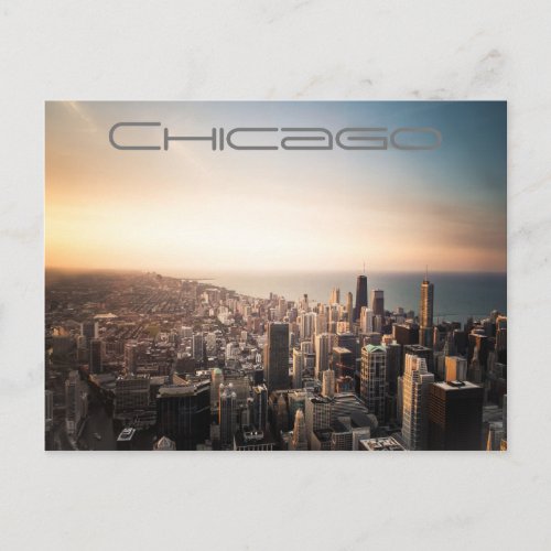 Sunset over the Chicago Illinois City Skyline Postcard