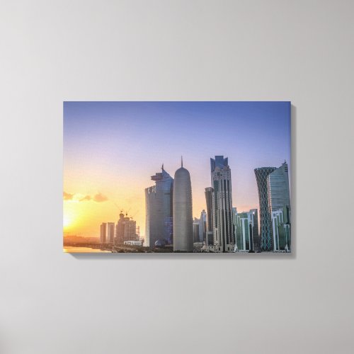 Sunset over the city of Doha Qatar Canvas Print