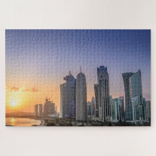 Sunset over the city of Doha Qatar Jigsaw Puzzle