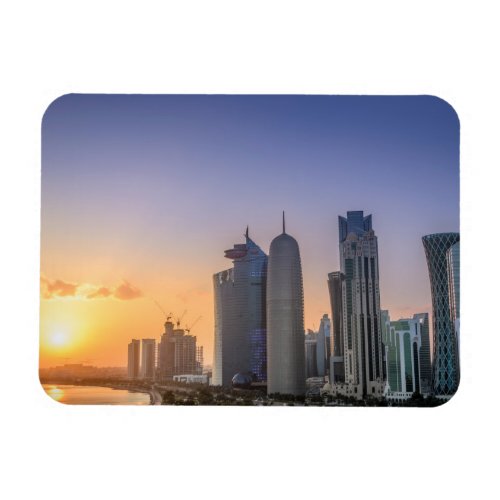 Sunset over the city of Doha Qatar Magnet