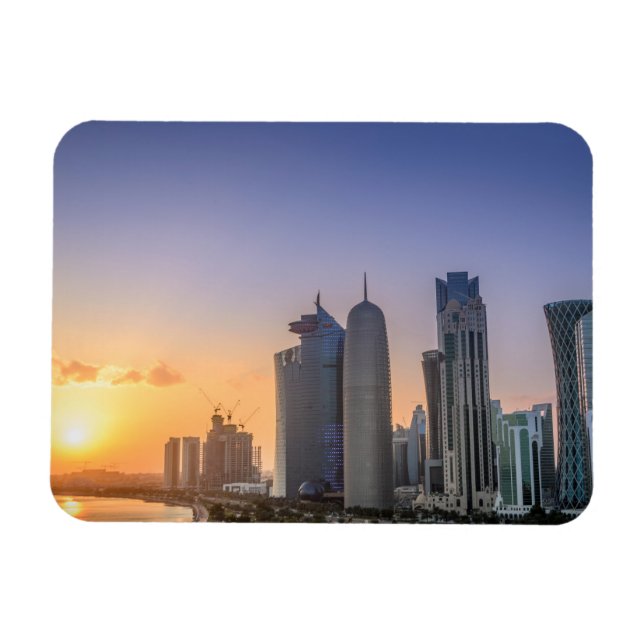 Sunset over the city of Doha, Qatar Magnet (Horizontal)