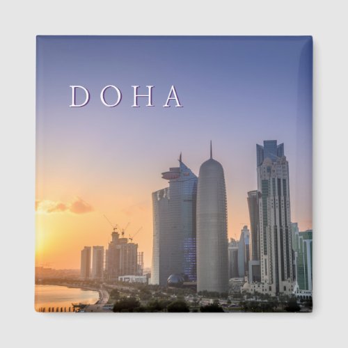 Sunset over the city of Doha Qatar Magnet