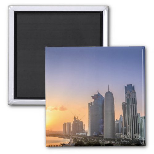 Sunset over the city of Doha Qatar Magnet