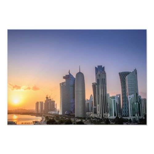 Sunset over the city of Doha Qatar Photo Print