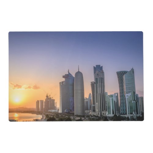 Sunset over the city of Doha Qatar Placemat